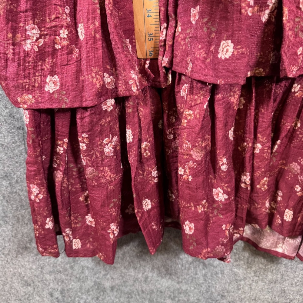 Altar'd State Darcy Strapless Floral Maxi Dress Tiered Boho Sz XL Wine Cottage - Picture 7 of 10